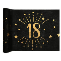 18th Birthday Black & Gold Sparkle Table Runner Milestone