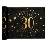 30th Birthday Black & Gold Sparkle Table Runner
