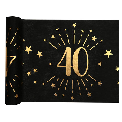 40th Birthday Black & Gold Sparkle Table Runner
