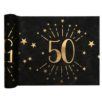 50th Birthday Black & Gold Sparkle Table Runner Milestone