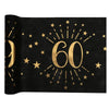 60th Birthday Black & Gold Sparkle Table Runner Milestone