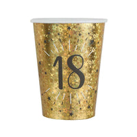 18th Birthday Black & Gold Sparkle Cups (x10) Milestone