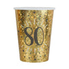 80th Birthday Black & Gold Sparkle Cups (x10) Milestone