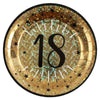 18th Birthday Black & Gold Sparkle Plates (x10) Milestone