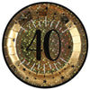 40th Birthday Black & Gold Sparkle Plates (x10) Milestone