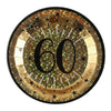 60th Birthday Black & Gold Sparkle Plates (x10) Milestone