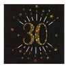 30th Birthday Black & Gold Sparkle Napkins (x10) Milestone