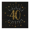 40th Birthday Black & Gold Sparkle Napkins (x10) Milestone