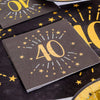 40th Birthday Black & Gold Sparkle Napkins (x10) Milestone