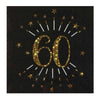 60th Birthday Black & Gold Sparkle Napkins (x10) Milestone