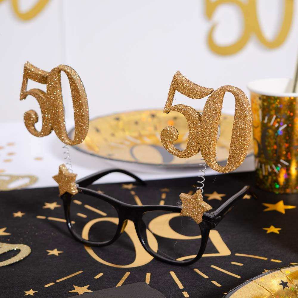 50th Birthday Glitter Sparkle Glasses Milestone