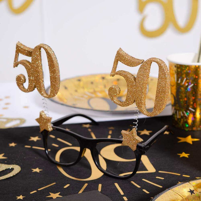 50th Birthday Glitter Sparkle Glasses Milestone