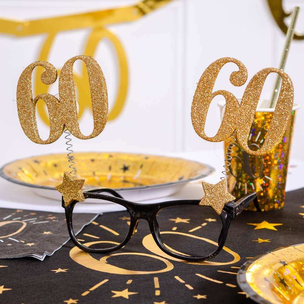 60th Birthday Glitter Sparkle Glasses Milestone