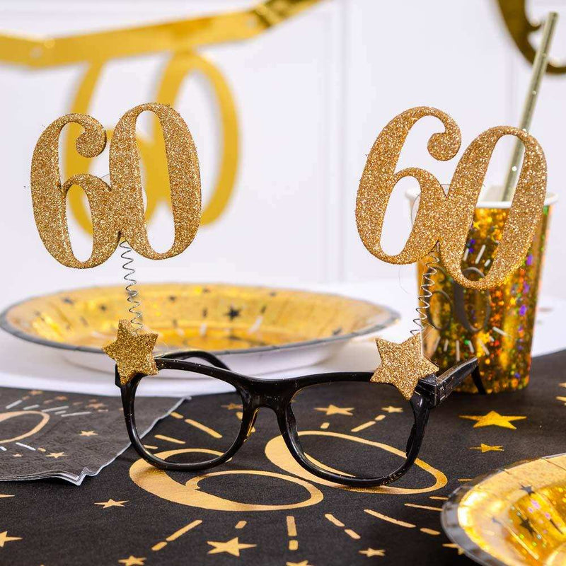 60th Birthday Glitter Sparkle Glasses Milestone
