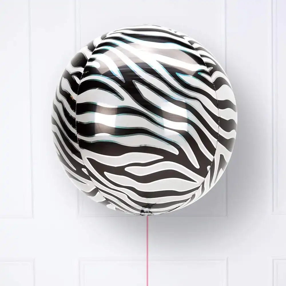 Zebra Print Orb Foil Balloon Kids Party