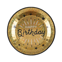 Happy Birthday Black & Gold Plates (x10) General Party
