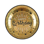 Happy Birthday Black & Gold Plates (x10)