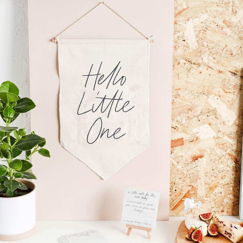 Hello Little One Canvas Sign & Note Cards (x20) Baby Shower