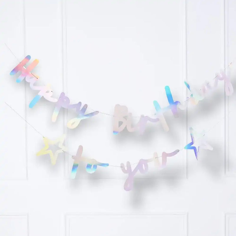 Iridescent Happy Birthday To You Banner - Double Layered General Party