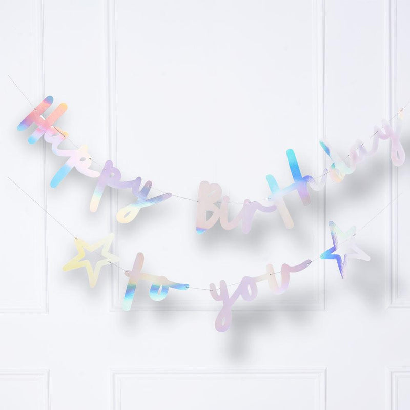 Iridescent Happy Birthday To You Banner - Double Layered