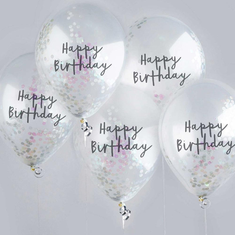 Iridescent Happy Birthday Confetti Balloon (x5)