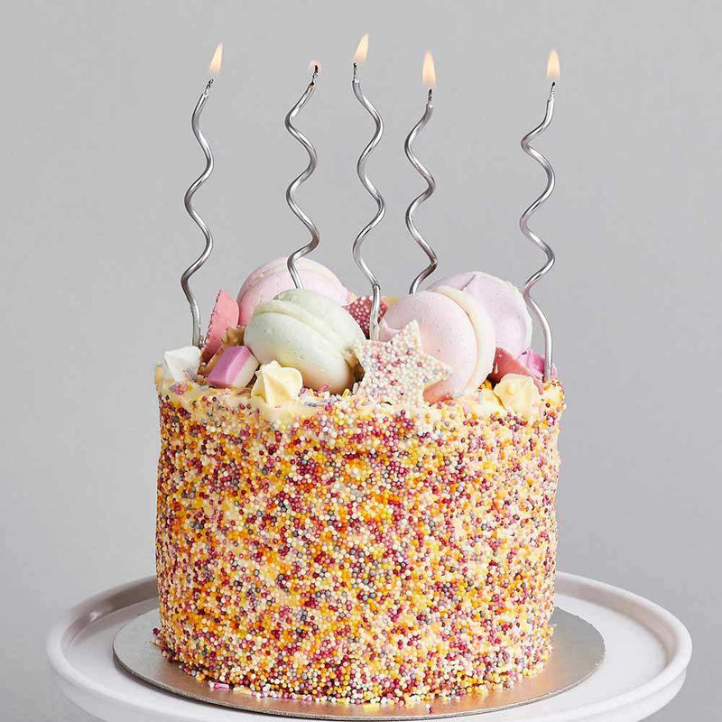 Silver Curly Candles (x12) General Party