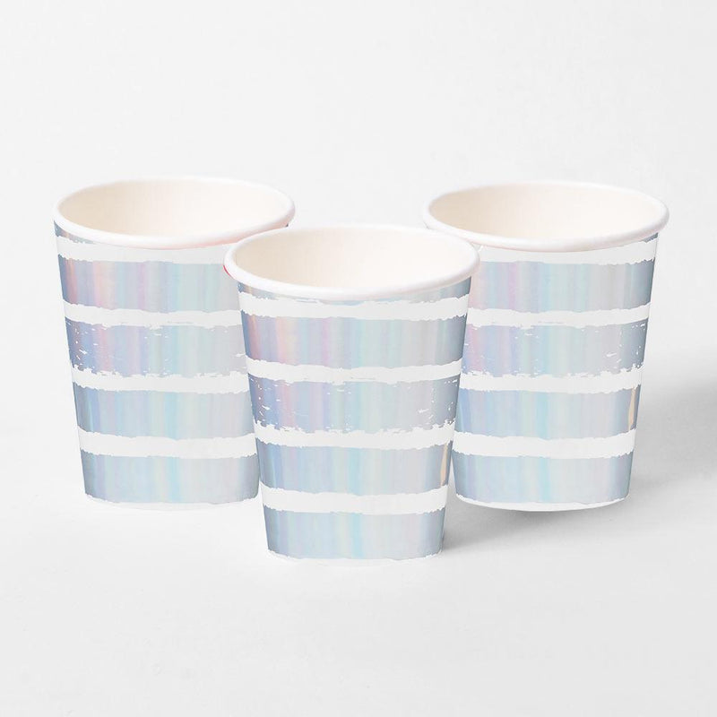 Iridescent Striped Paper Cups (x10)