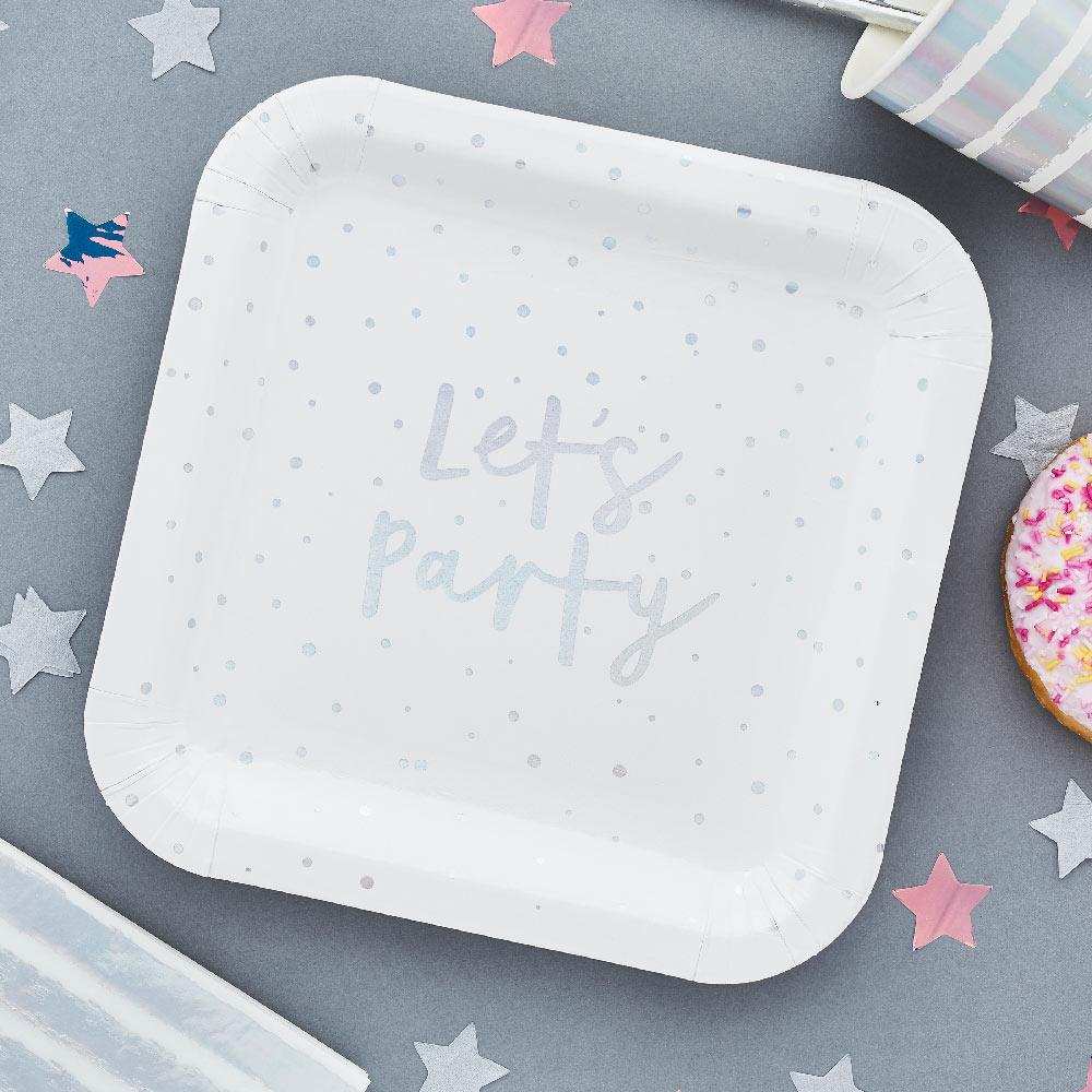 Iridescent 'Let's Party' Paper Plates (x10) General Party