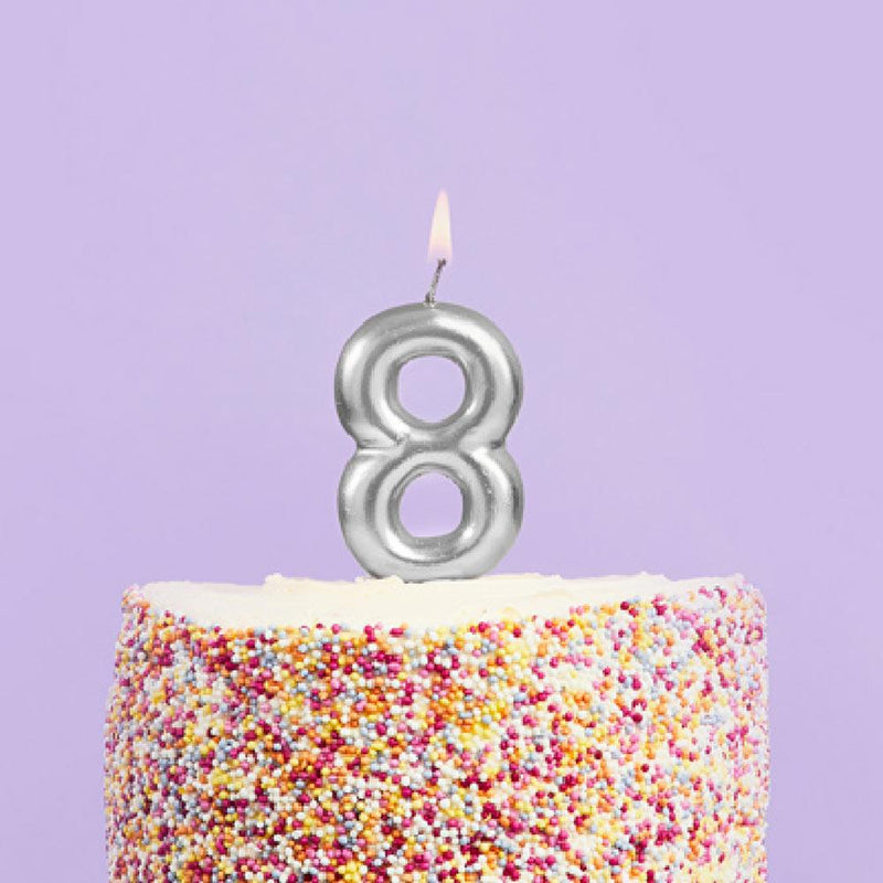 Silver Number 8 Candle