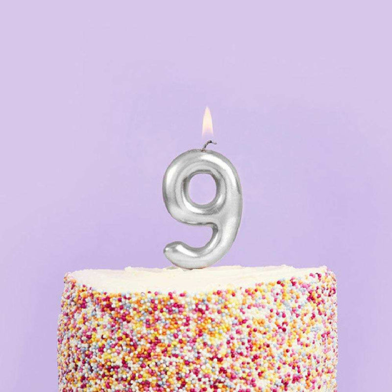 Silver Number 9 Candle General Party