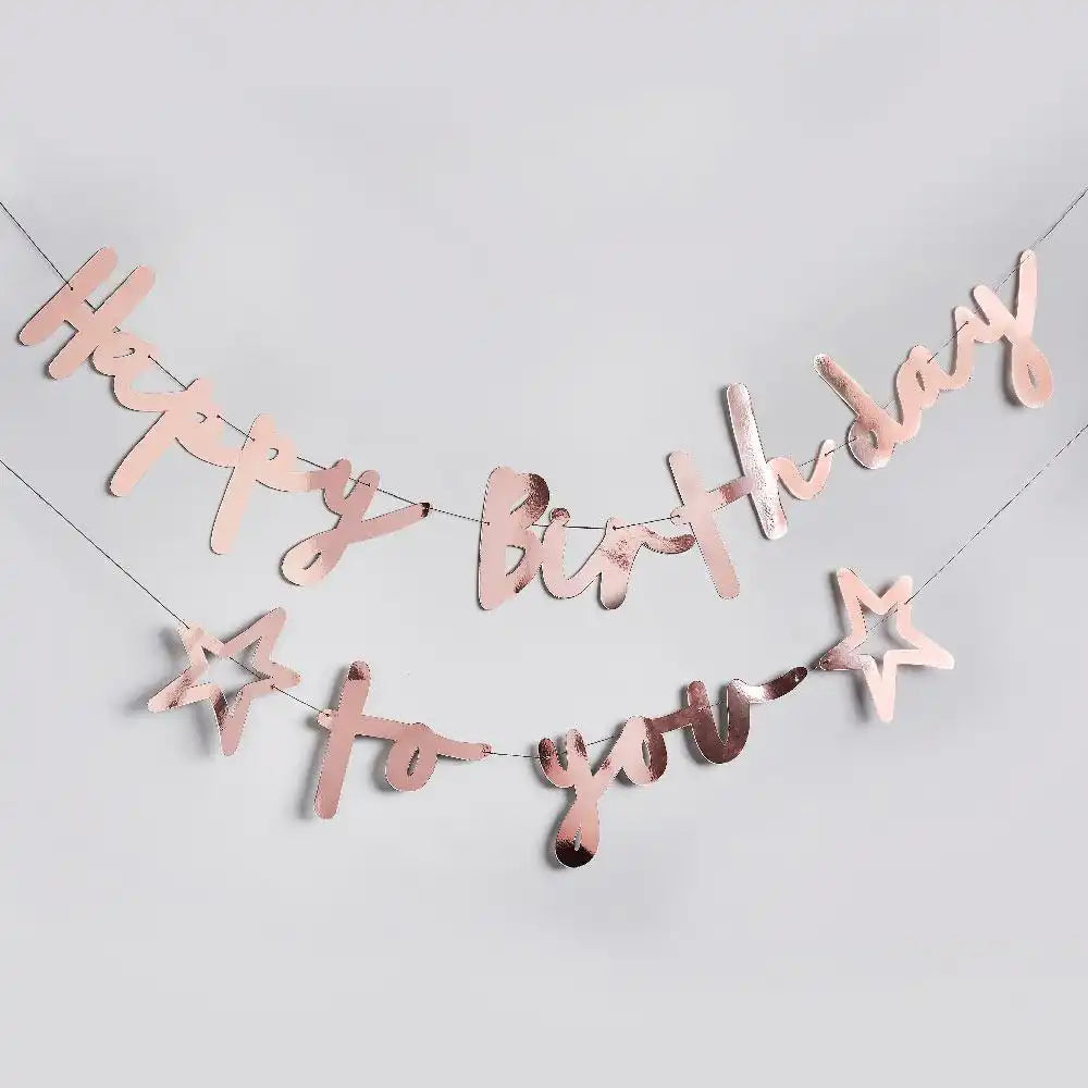 Rose Gold Happy Birthday to you Banner General Party