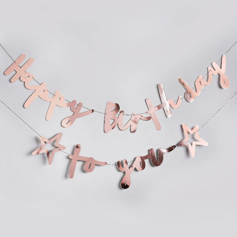 Rose Gold Happy Birthday to you Banner