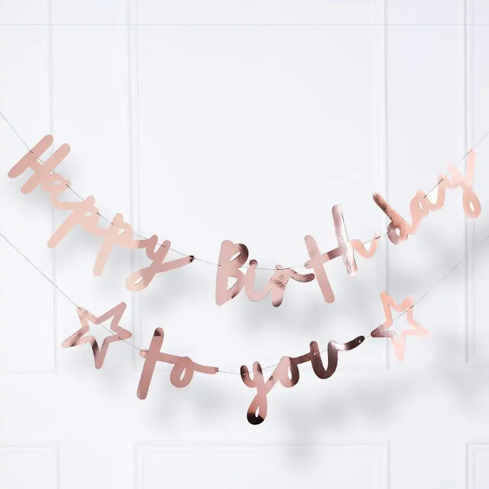 Rose Gold Happy Birthday to you Banner General Party