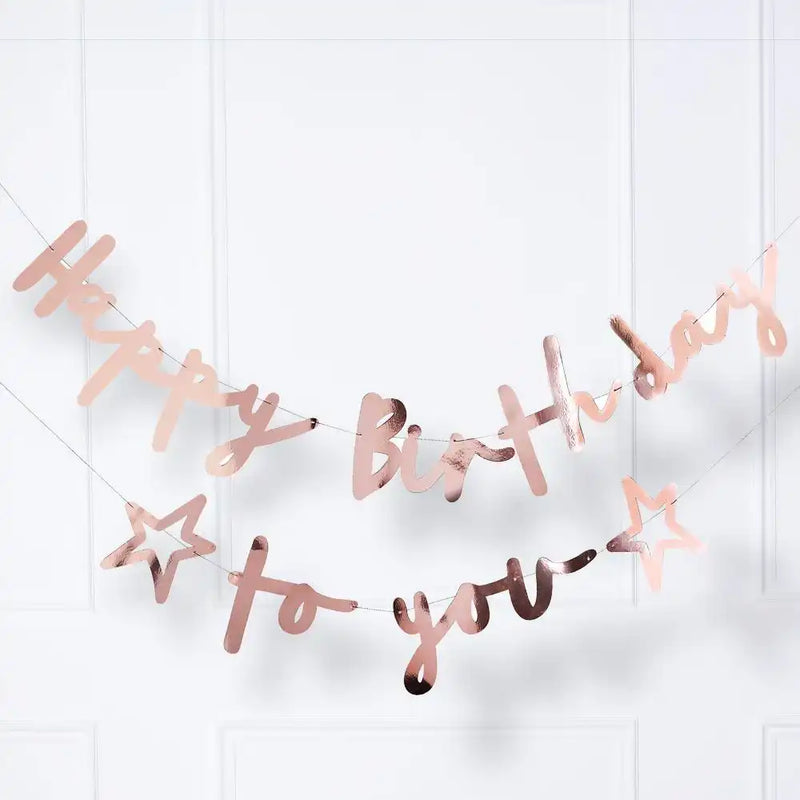 Rose Gold Happy Birthday to you Banner General Party