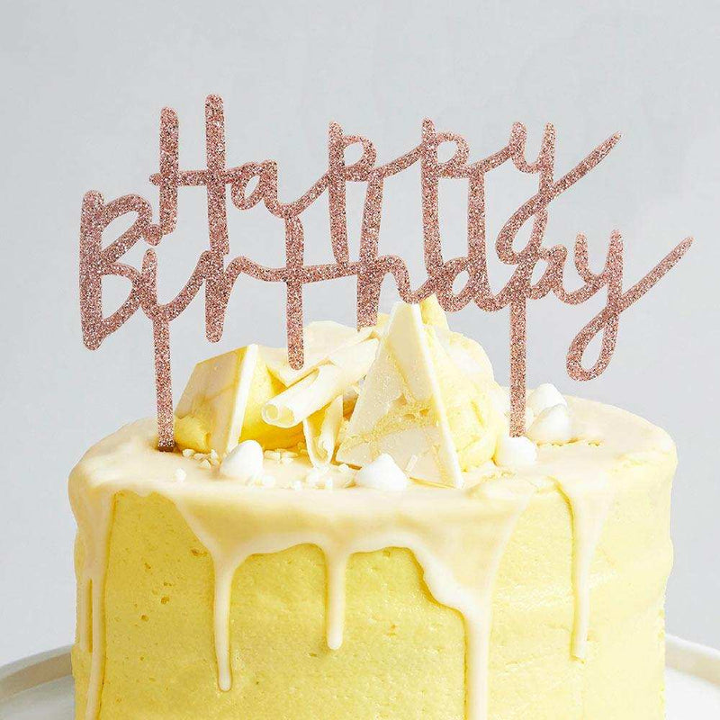 Rose Gold 'Happy Birthday' Acrylic Cake Topper General Party