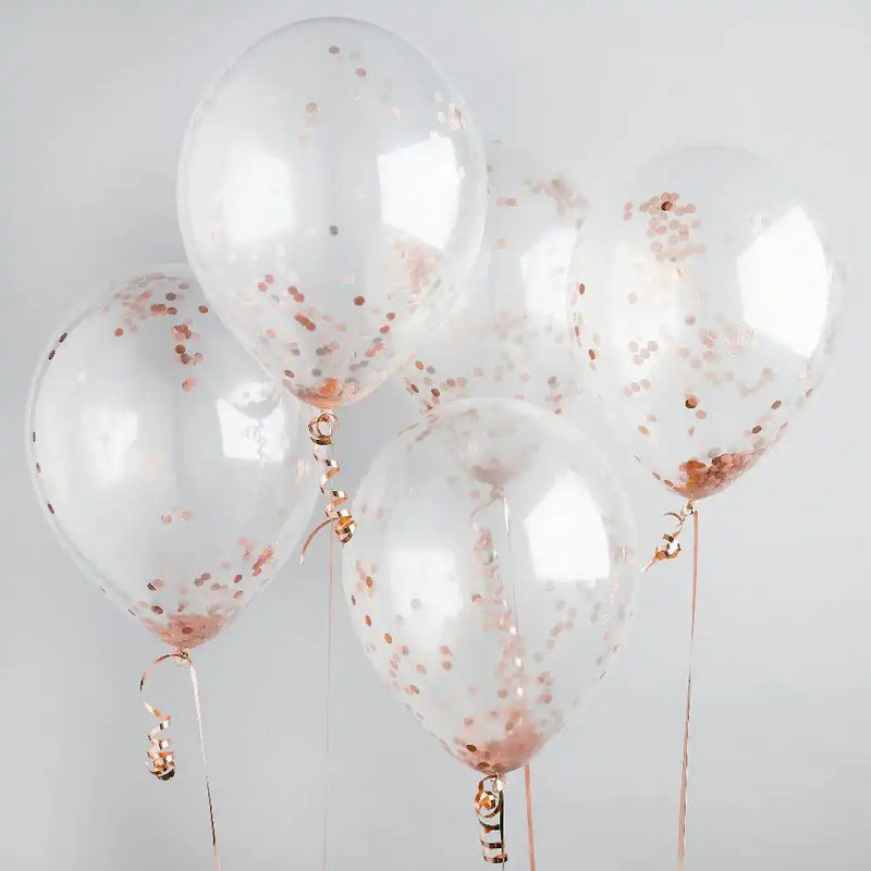 Rose Gold Confetti Balloons (x5) General Party