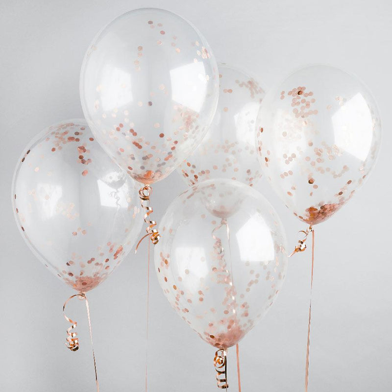Rose Gold Confetti Balloons (x5)