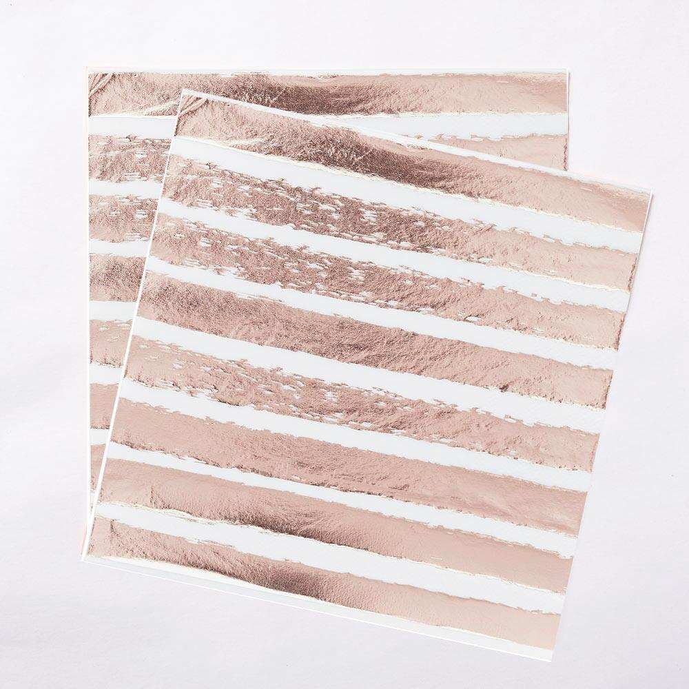 Rose Gold Striped Napkins (x16) General Party