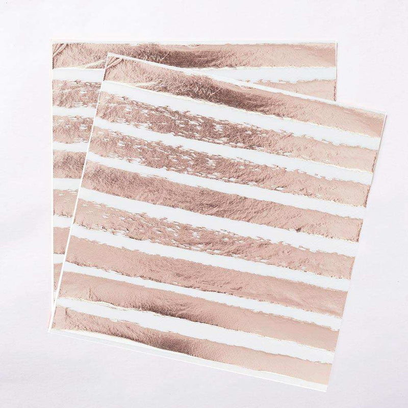 Rose Gold Striped Napkins (x16) General Party
