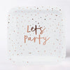 Rose Gold 'Let's Party' Paper Plates (x8) General Party