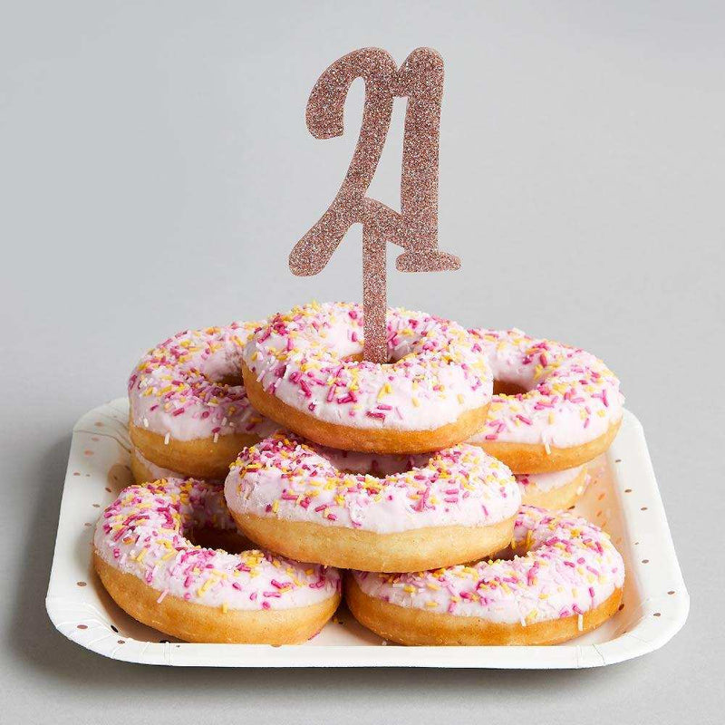 Rose Gold Acrylic '21' Cake Topper Milestone