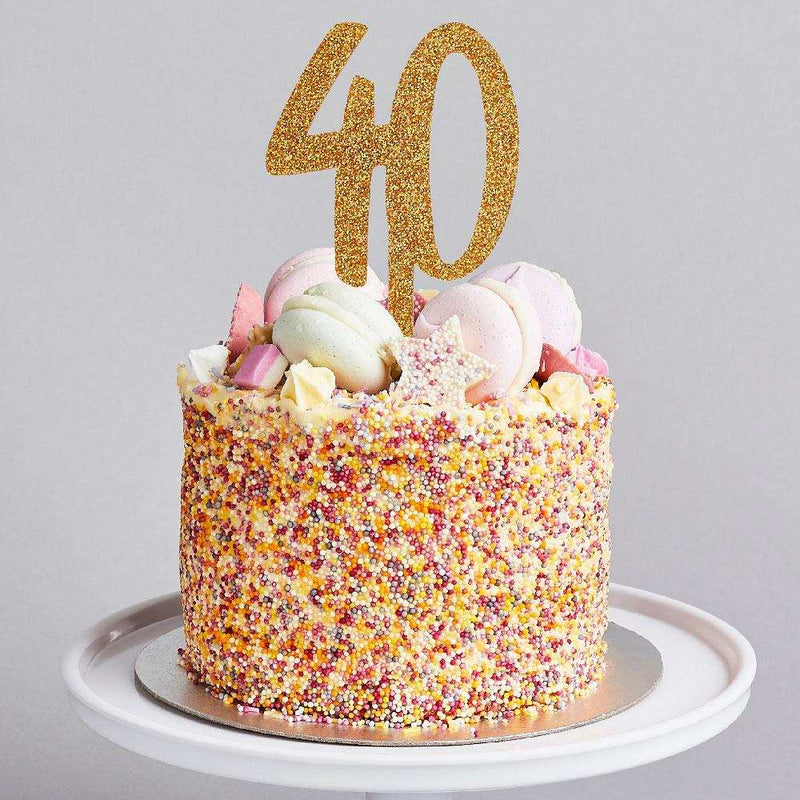Gold Glitter Acrylic 40 Cake Topper Milestone