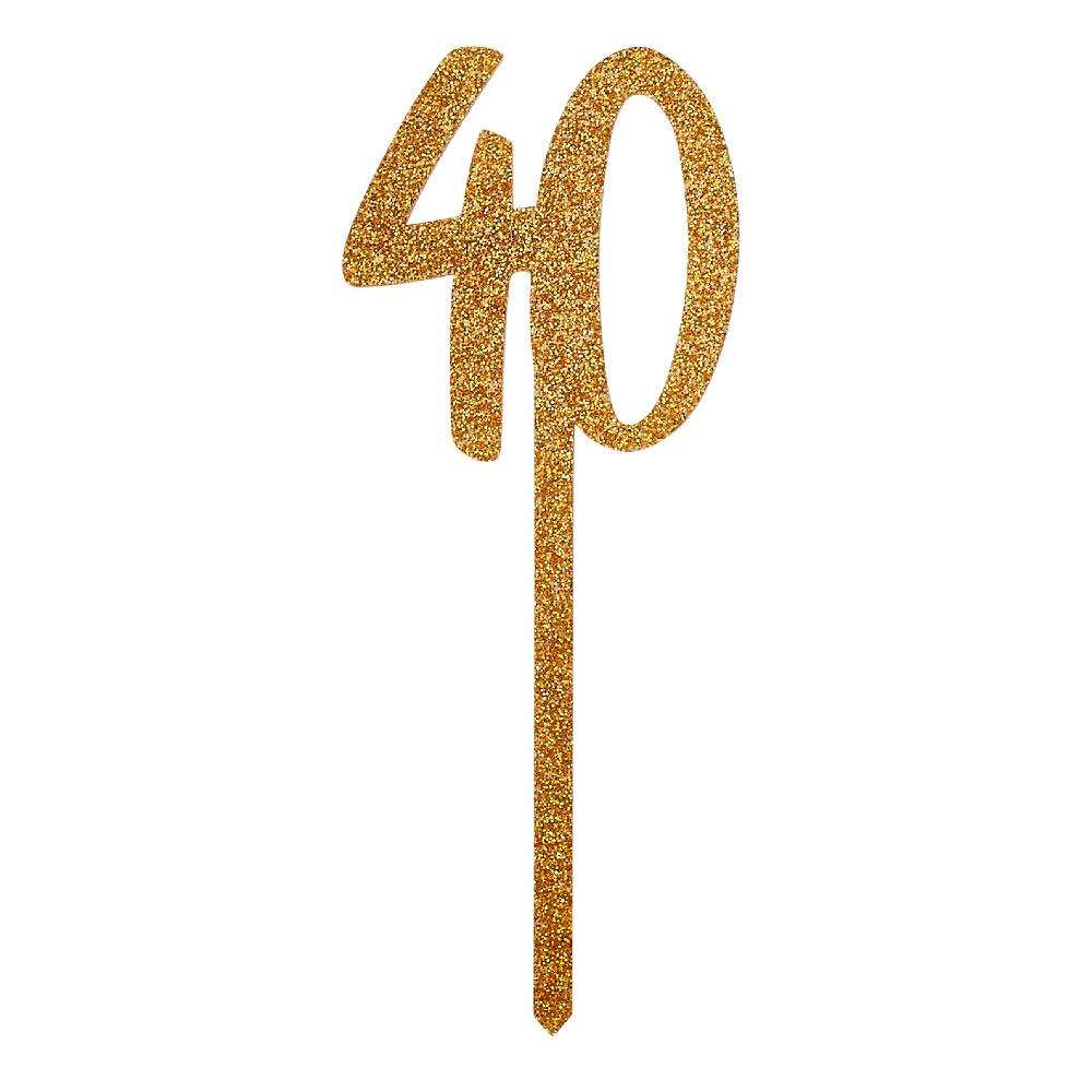Gold Glitter Acrylic 40 Cake Topper Milestone