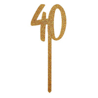 Gold Glitter Acrylic 40 Cake Topper Milestone