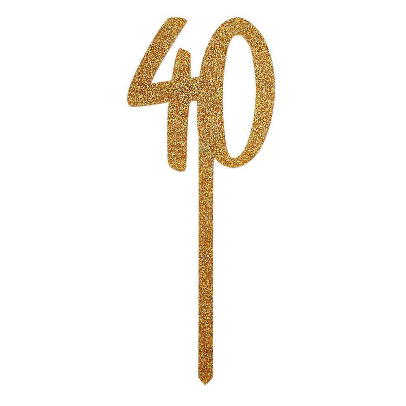 Gold Glitter Acrylic 40 Cake Topper Milestone