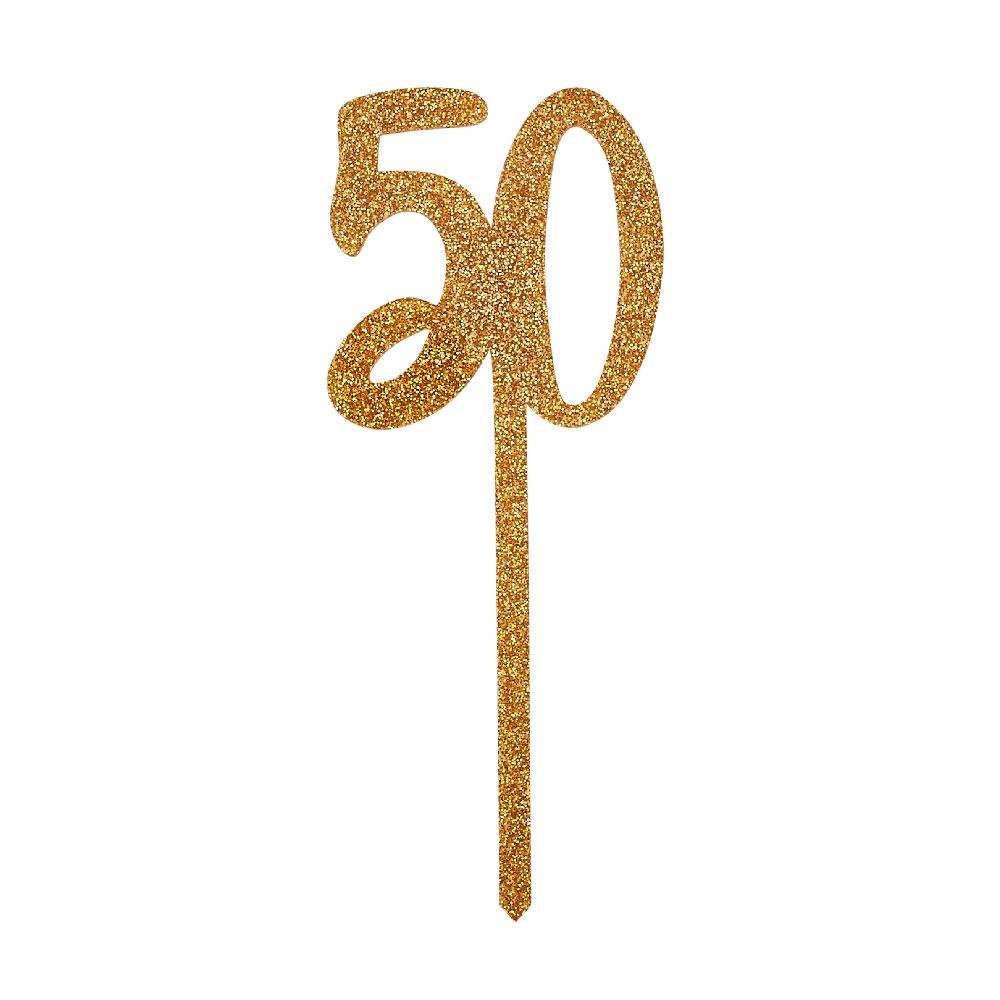Gold Glitter Acrylic 50 Cake Topper Milestone
