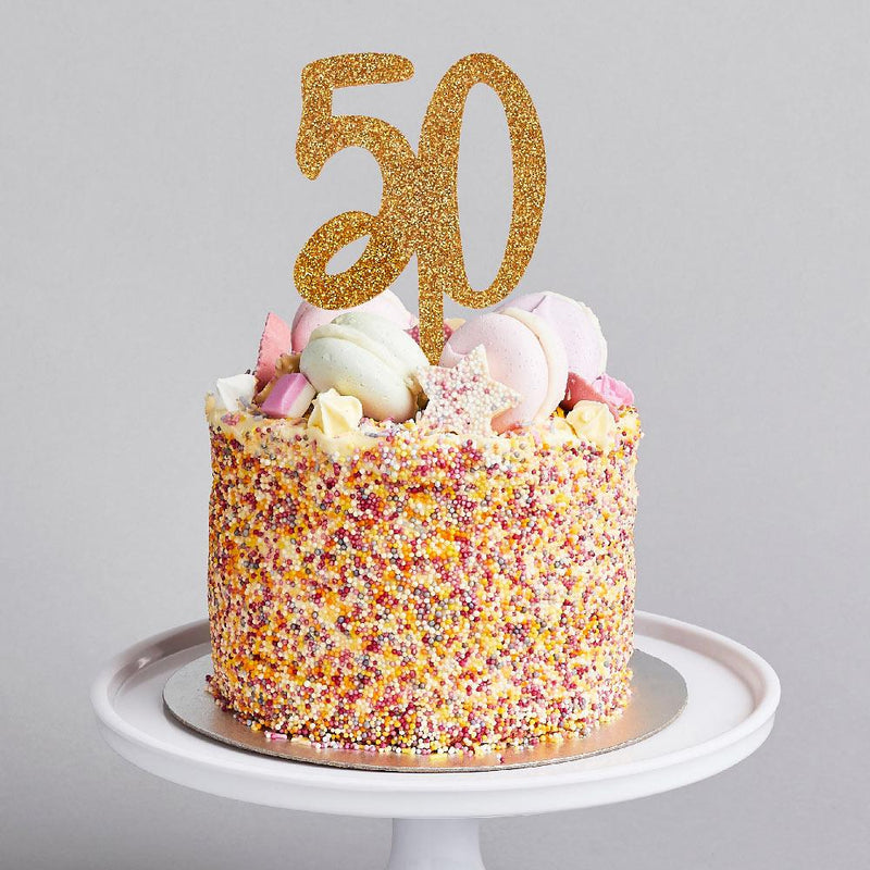Gold Glitter Acrylic 50 Cake Topper