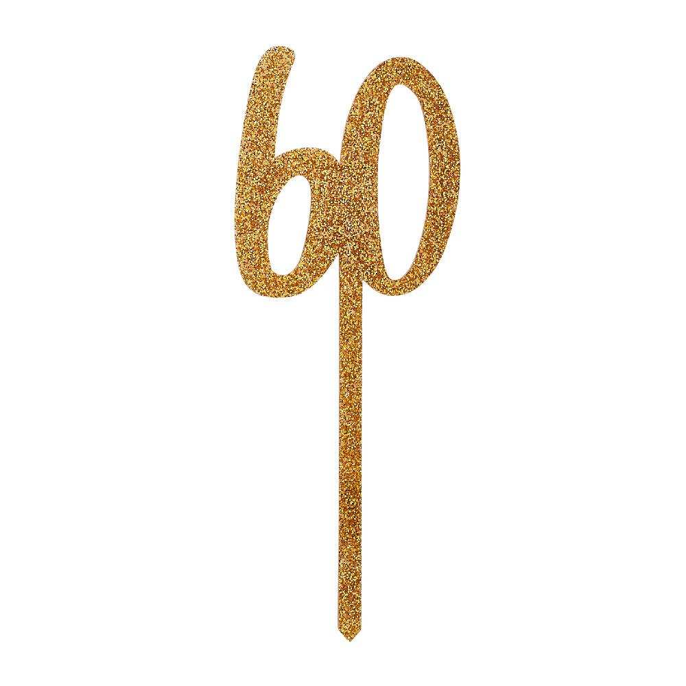 Gold Glitter Acrylic 60 Cake Topper Milestone