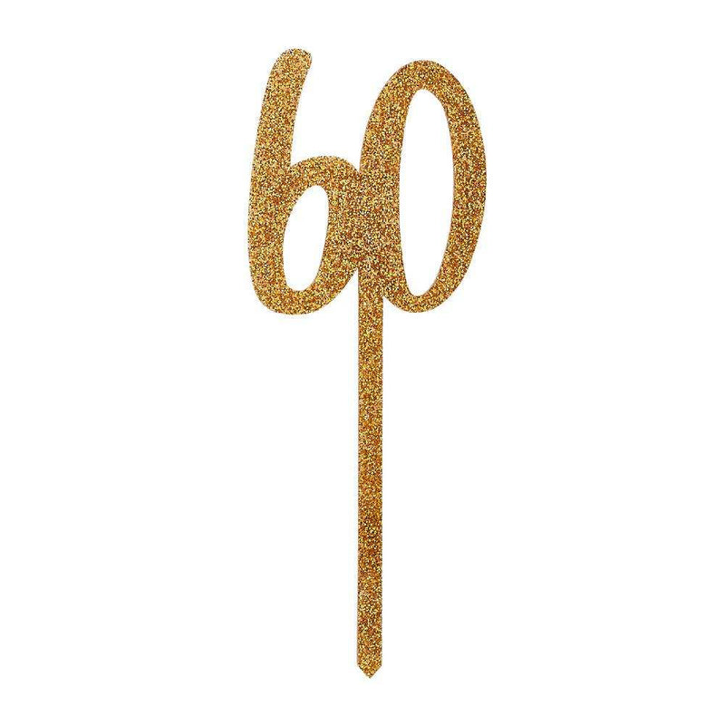Gold Glitter Acrylic 60 Cake Topper Milestone