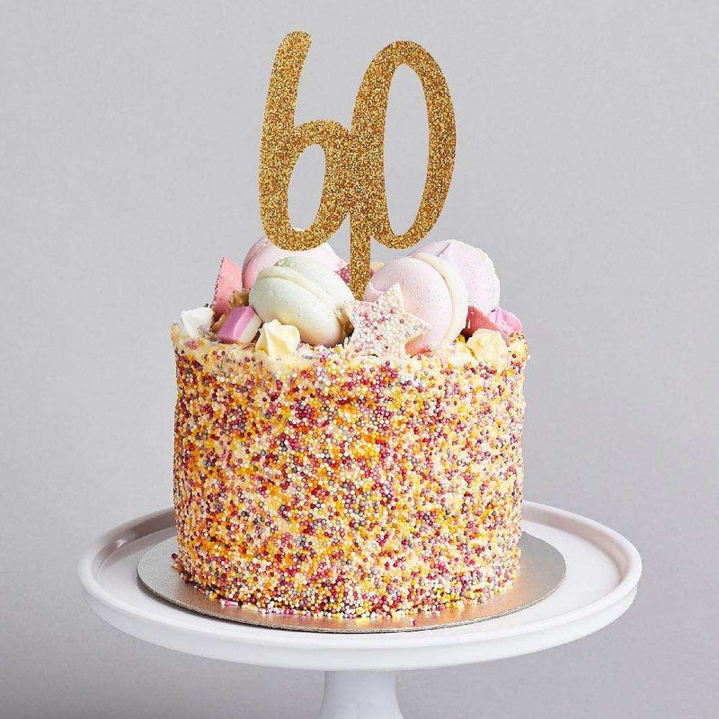 Gold Glitter Acrylic 60 Cake Topper Milestone
